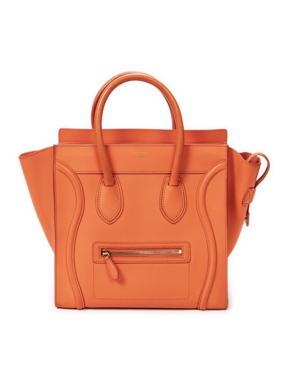 Celine Mini Luggage Orange Calfskin Leather - Picture 1 of 15